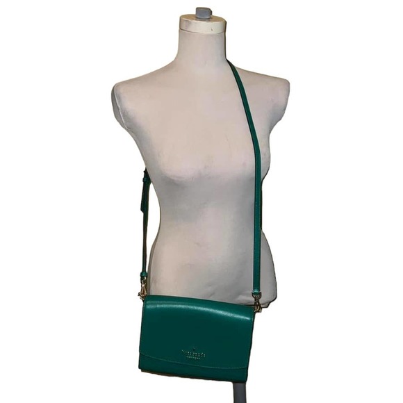Kate Spade Green Leather Crossbody Handbag New - Picture 5 of 11